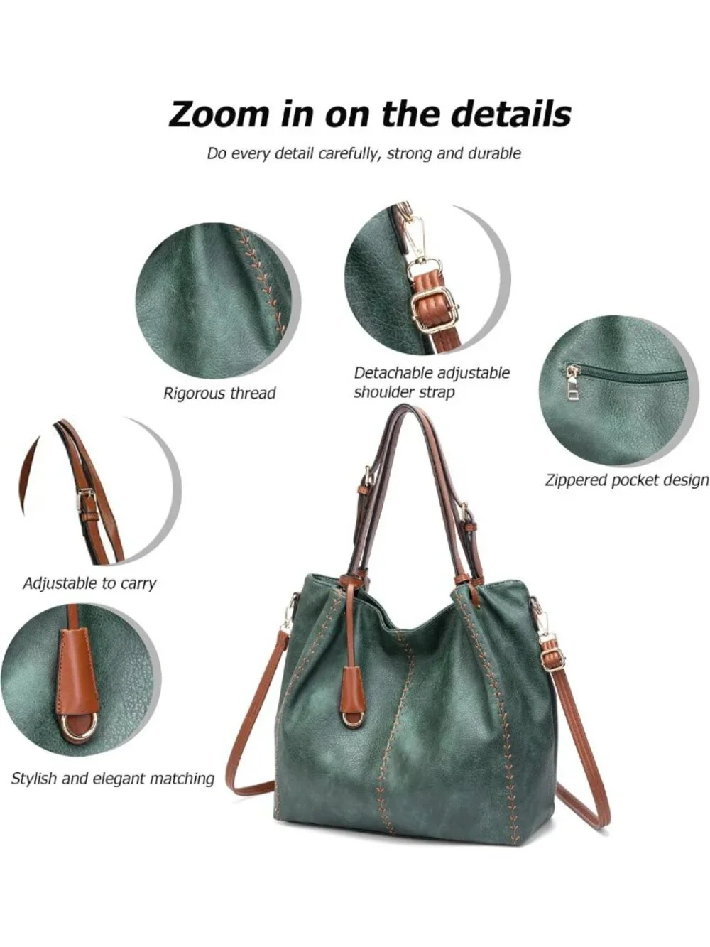 Chic Vintage PU Hobo Shoulder Bag | Rivet Detail Bucket Tote Purse